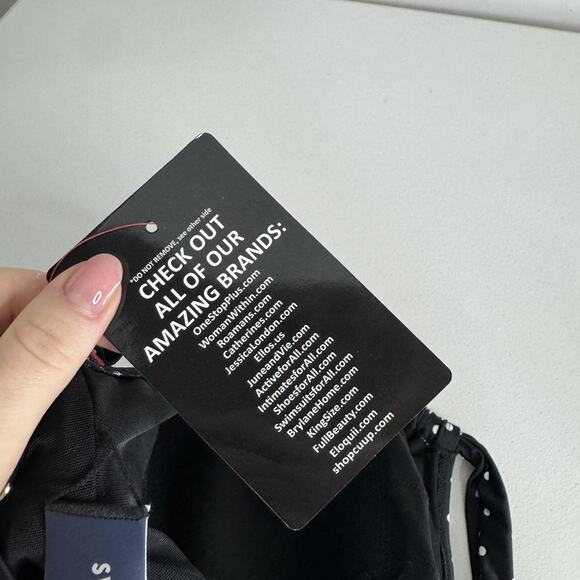 SwimsuitsForAll Swimwear High Neck Tankini Top Womens 16 Black Polka Dot Resort - Picture 7 of 14